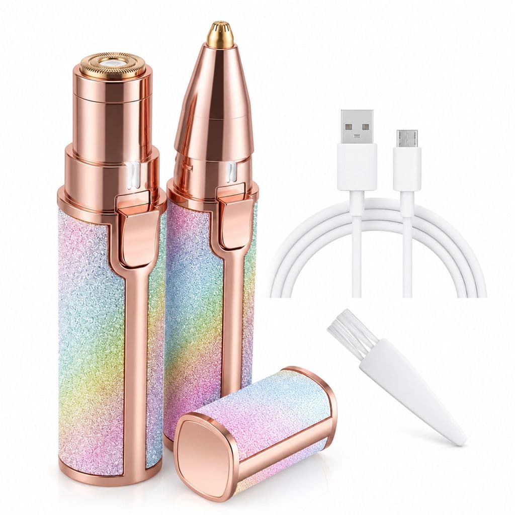 Depilador Facial Feminino 2 em 1 USB Recarregável Portátil, Indolor, Para Sobrancelha e Buço com Precisão e Luz LED