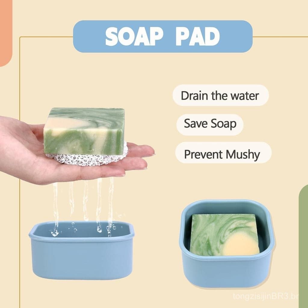 Estojo de Sabonete para Viagem, Recipiente Quadrado de Silicone para Sabonete, Porta-Sabonete à Prova de Vazamentos com