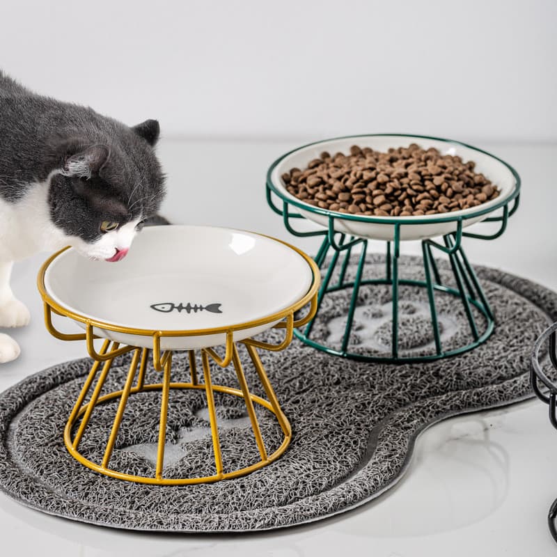 Tigela de cerâmica para animais de estimação Tigela nórdica para gatos Tigela de comida de gato de cerâmica de pé alto L