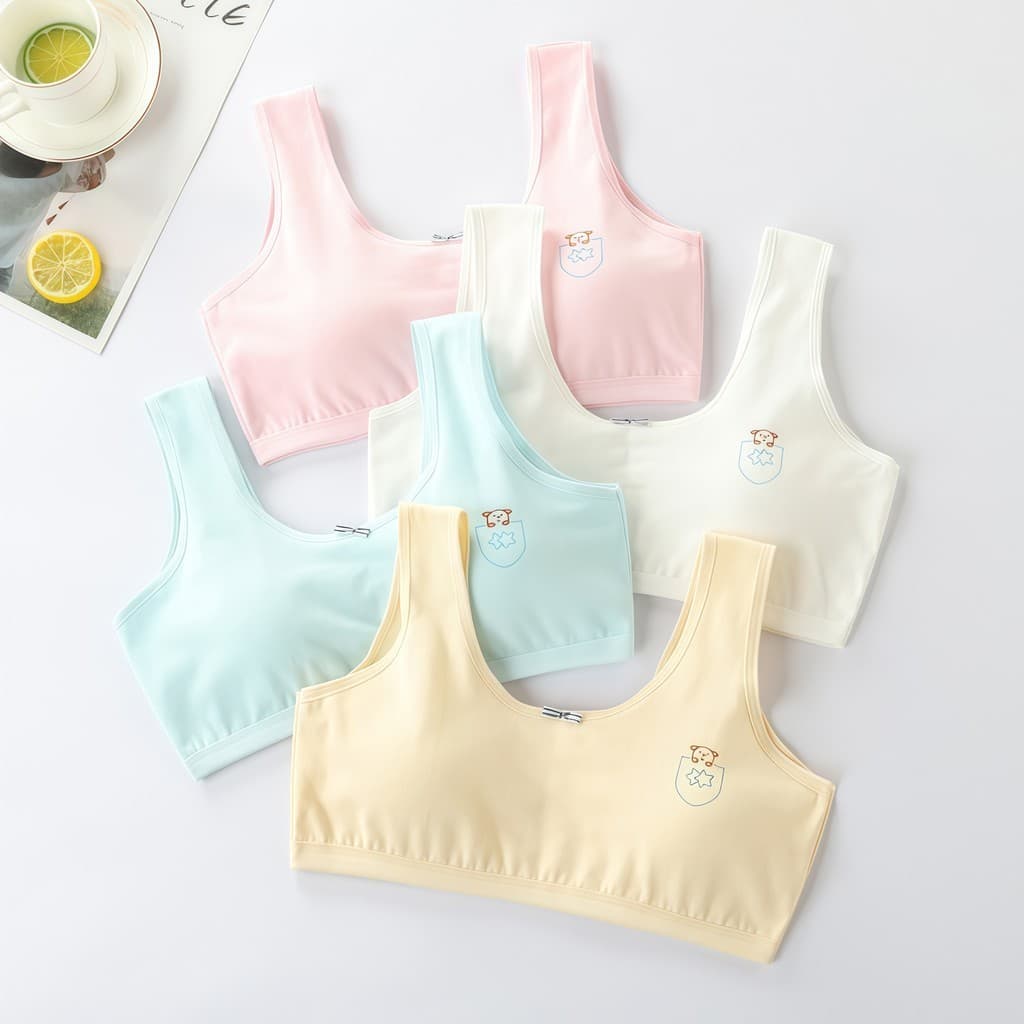 Sutiã De Treinamento Para Meninas Adolescentes De 8 A 16 Anos , Anti-Peering , Algodão Respirável , Roupa Íntima Esporti