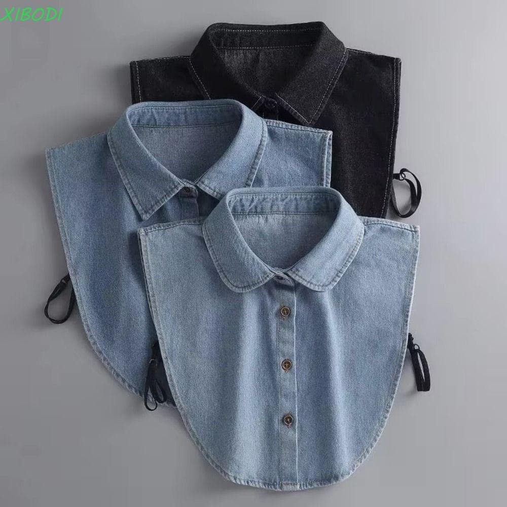XIBODI Denim Colar Falso , Algodão Azul Feminino Acessórios De Roupas Destacável