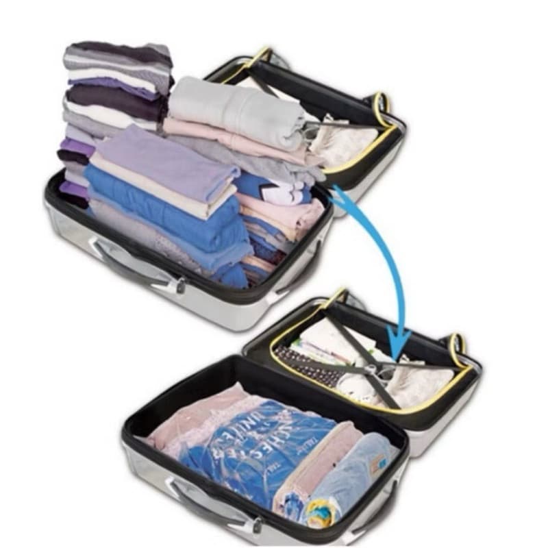 Kit5 Sacos a Vácuo Roupas Bomba Manual 40x60 50x60 50x70 60x80 Viagem