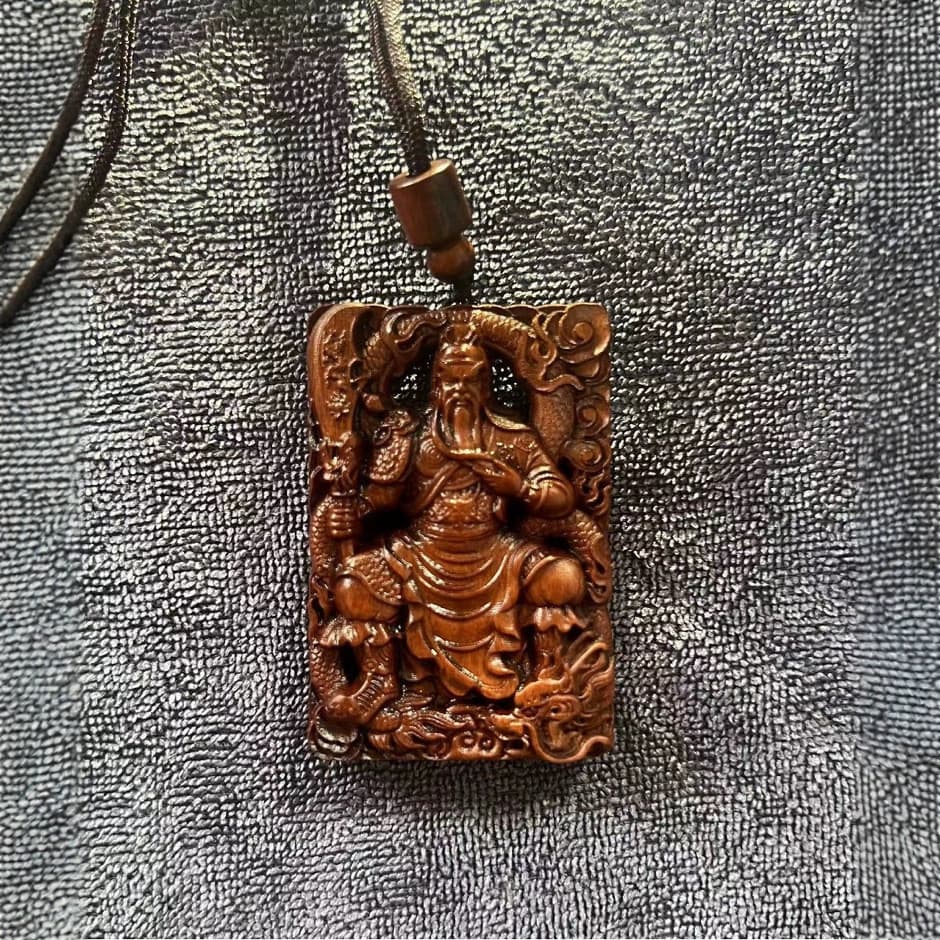 Placa de madeira autêntica e natural atingida por raios, Guan Di Saint Jun Guan Yu, pingente de madeira de jujuba Guan G
