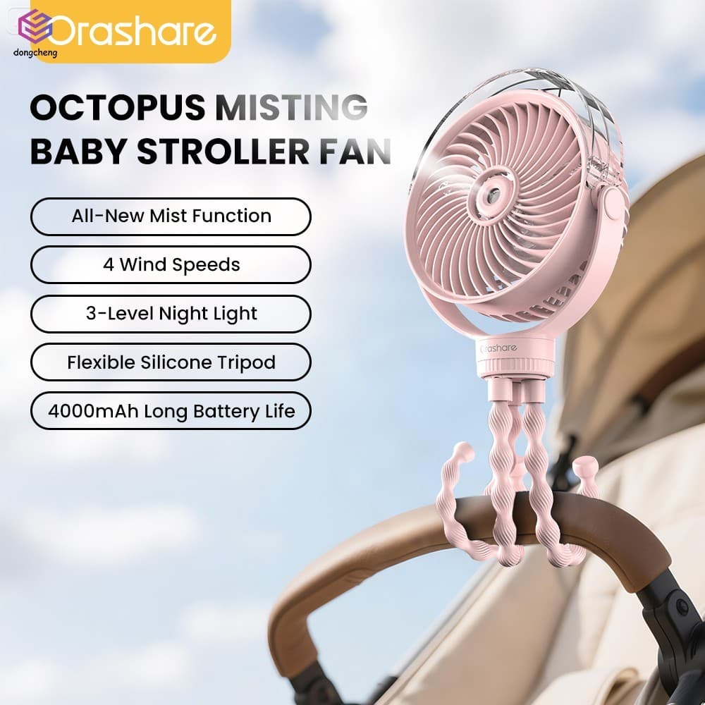 360 ° Ventilador Portátil Giratório Com Clipe-4000mAh USB Recarregável Luz LED E Névoa
