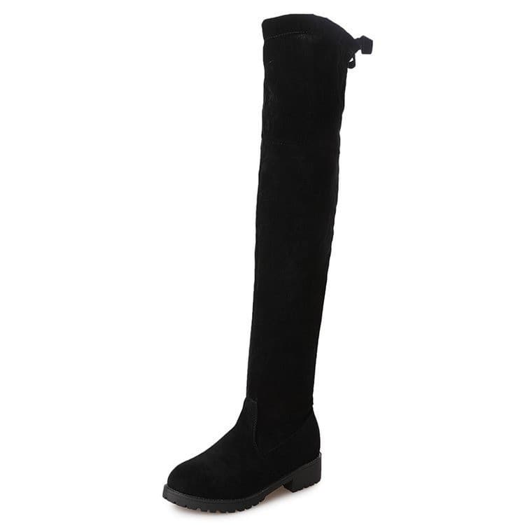 Outono inverno novo estilo botas de tamanho grande sobre o joelho europeu americano All-Match mais magro olhar de salto