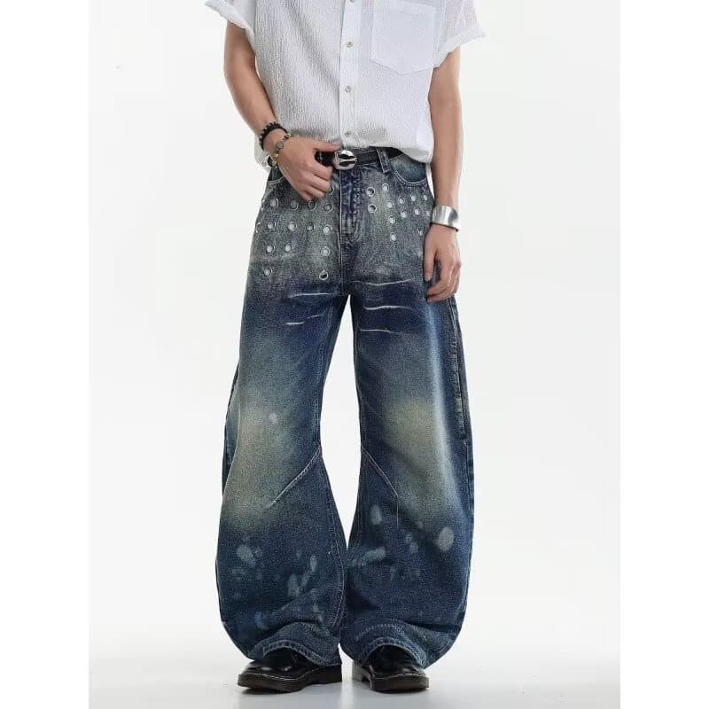 PMORH estilo americano Slub padrão Design sentido Machete Jeans feminino verão 2026 novo estilo angustiado mais magro ol