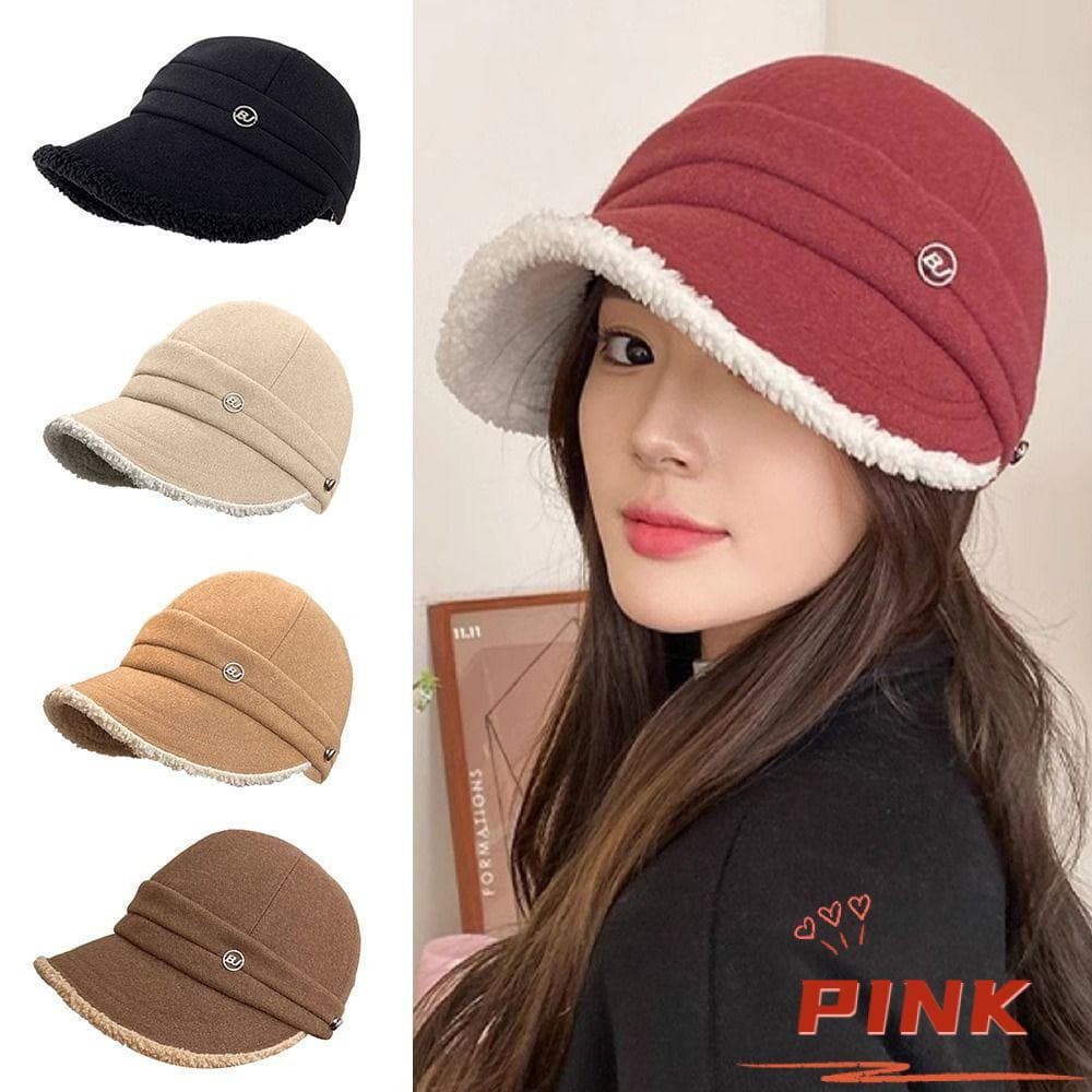 Chapéu De Pescador PINK1 , Balde Ajustável À Prova De Vento , Boné Pontiagudo De Inverno De Pelúcia Com Circunferência D