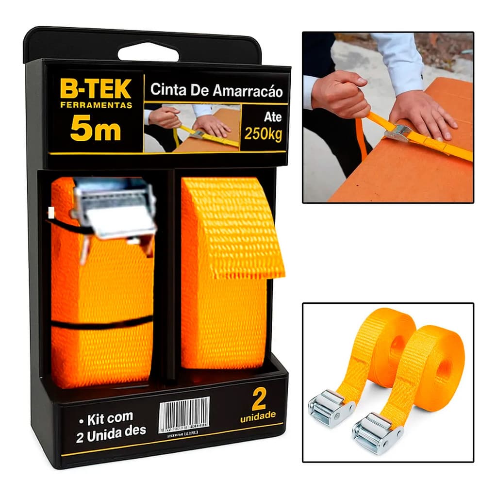 Cinta Catraca Reforçada 5m 250kg - Kit 2 C7INTEGRA
