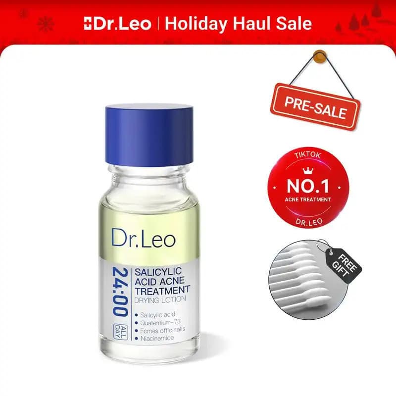Loção Secante para Tratamento de Acne Dr.Leo24H | Ácido Salicílico+Enxofre+Niacinamida | Produto Viral | Alívio da Infla