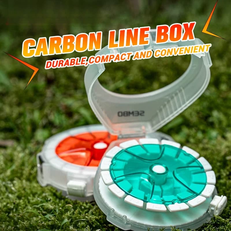Caixa de Armazenamento Multifuncional para Linha de Pesca Carbon Line com Dispositivo Anti-Reversão, Acessórios e Ferram