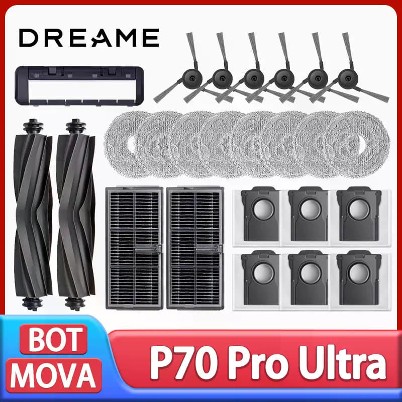 Para MOVA P70 Pro UItra Acessórios Escova Lateral Principal Filtro HEPA Mop Panos Saco De Pó Aspirador Peças Reposição
