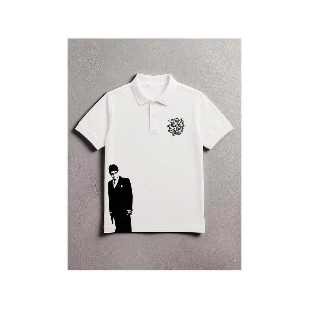 Polo The World is Yours Al Pacino Tony Montana Scar Face Algodão Pronta Entrega Streetwear