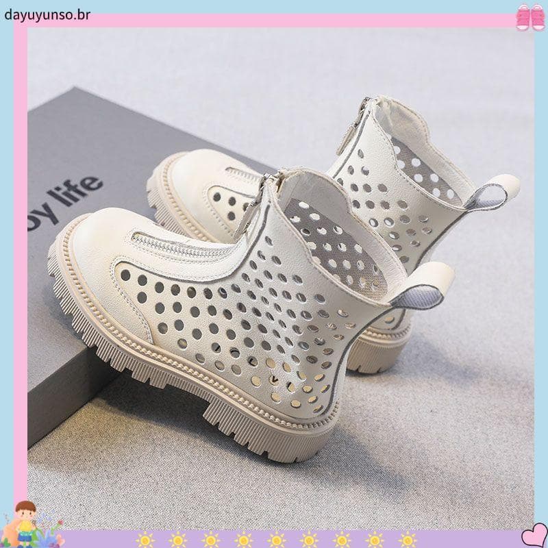 Crianças oco Martin botas femininas 2025 novo estilo primavera outono botas únicas verão estilo fino respirável All-Matc