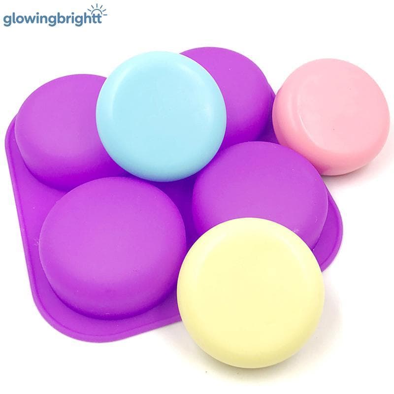 GLOWI Molde Redondo De Silicone Com 4 Cavidades Para Sabão , Faça Você Mesmo , Bandeja De Decoração De Bolo Artesanal