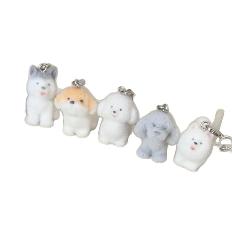 Chaveiro tridimensional flocado para cachorro, bolsa fofa para celular, enfeites, presentes para namoradas