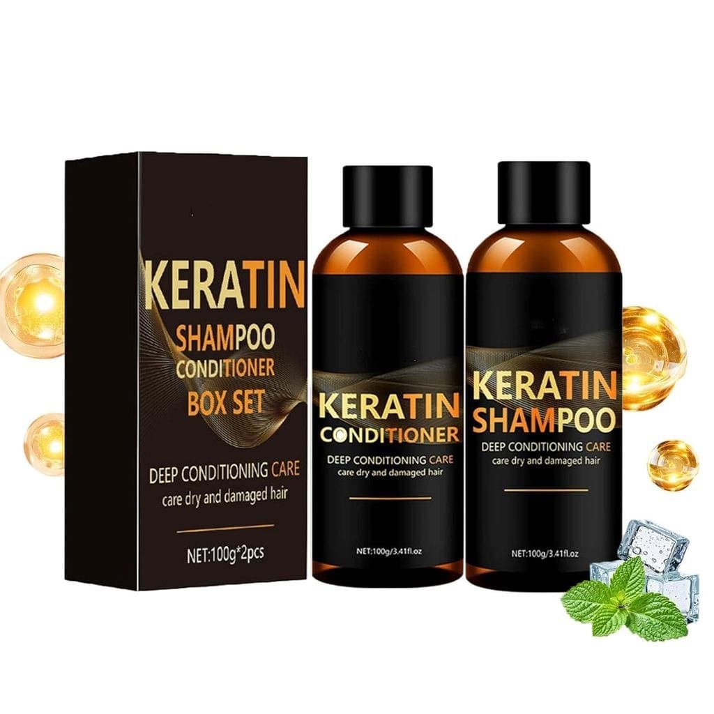 Conjunto de Shampoo e Condicionador de Queratina, Kit de Cuidados Capilares para Viagem, para cabelos danificados, hidra
