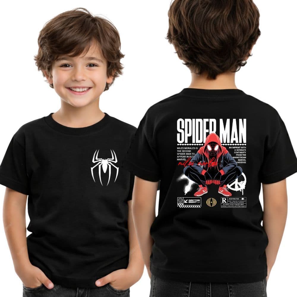 Camiseta Infantil Miles Morales Homem Aranha Heroi Marvel Algodao Premium Estampada 2 ao 16
