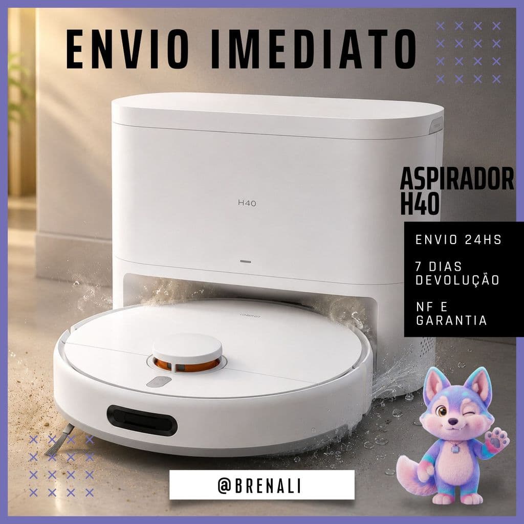 Robô Aspirador Xiaomi H40 Sensor LDS 10000Pa WiFi App