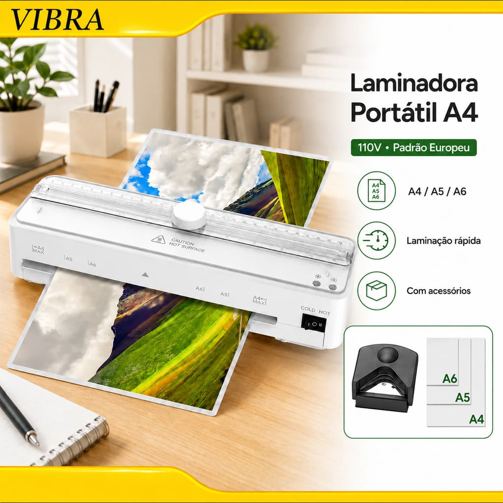 4 Em 1 Plastificadora e Laminadora Portátil A4 Para Escolas 110V