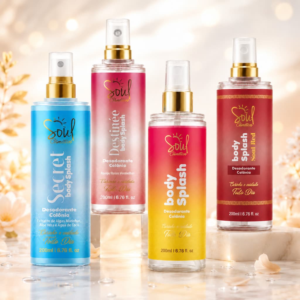 Body Splash Feminino 200ml Soul Cosméticos Perfume Corporal Desodorante Colônia