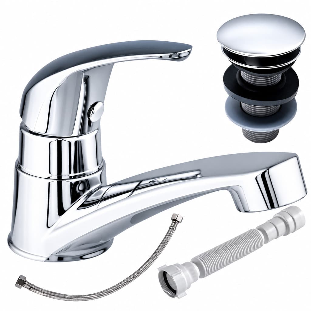 Kit Completo Banheiro Torneira Cromada Up Abs + Valvula Click + Sifao Universal + Engate Inox