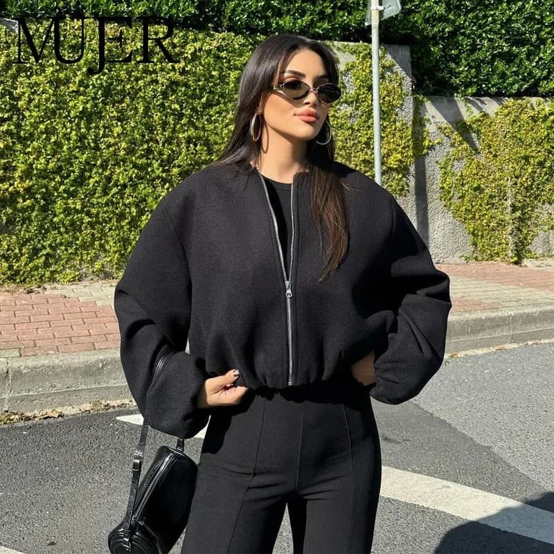 Jaquetas Bomber Femininas com Zíper, Jaquetas Varsity Femininas, Jaquetas Curtas Macias para Mulheres, Casaco de Inverno