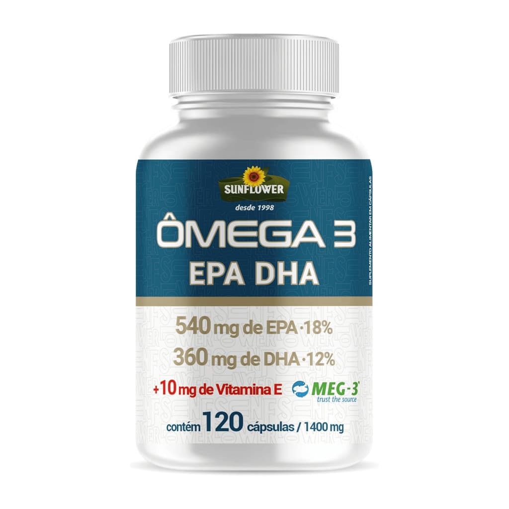Sunflower Ômega 3 360mg de DHA 540mg de EPA + 10 mg de Vitamina E Em 120Caps