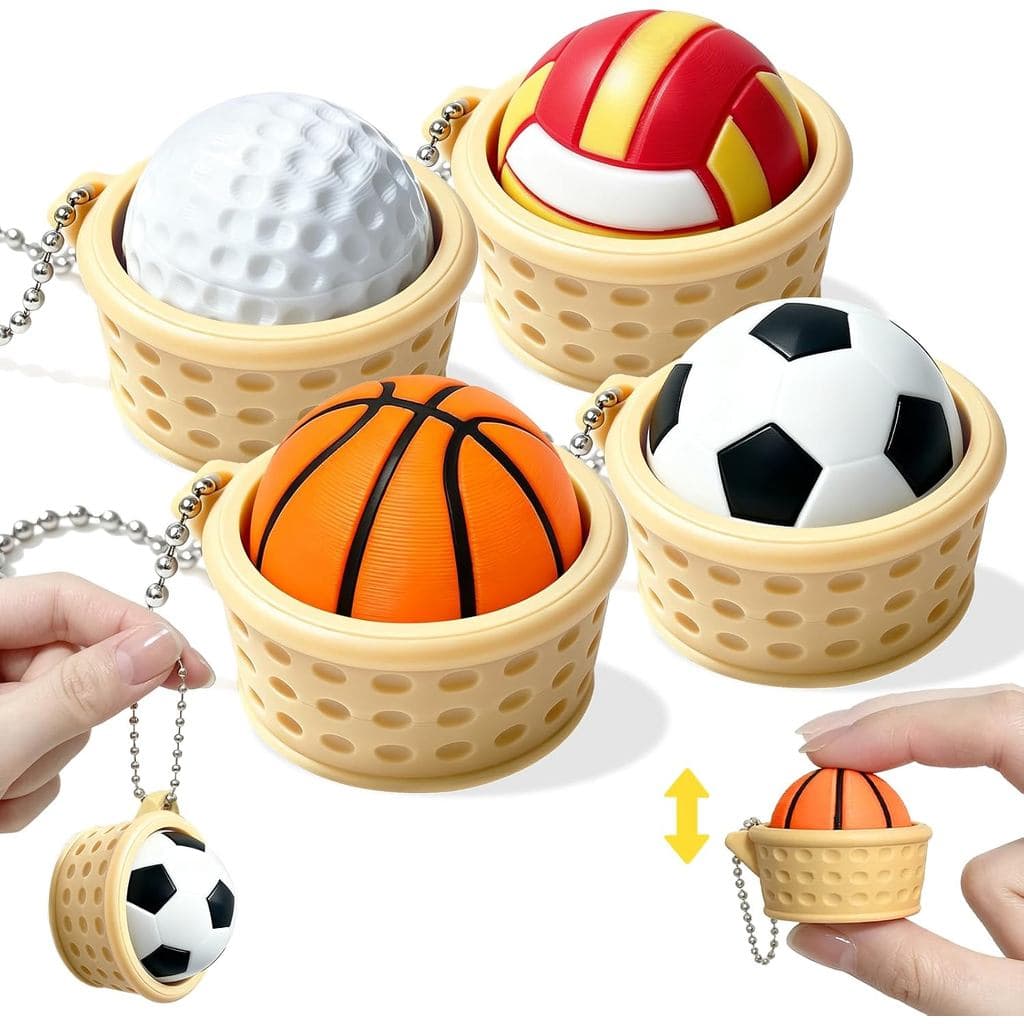Brinquedos De Inquietação De Teclado De Cesta De 4 Unidades , Chaveiros De Clicker De Bola Pop-Up 3D , Presentes De Alív