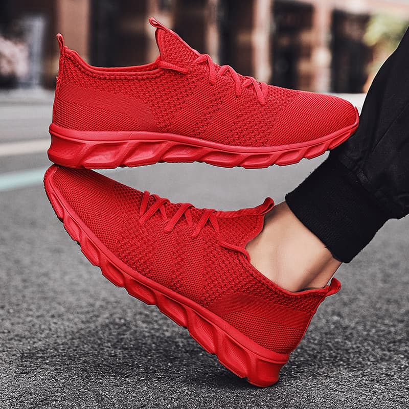 Tênis masculinos casuais de cano baixo em malha, tênis esportivos de malha para casal, tênis de cano alto da moda para o