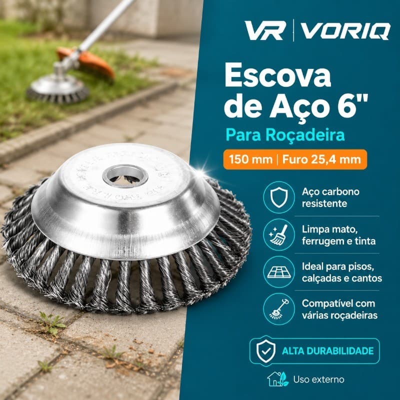 Escova Rotativa De Aço Carbono Circular Para Roçadeira Universal 6 Polegadas Pavers Calçada Ladrilhos