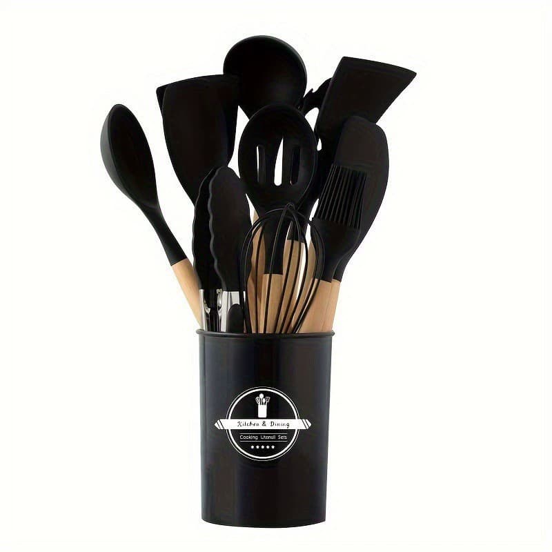 Utensílios de cozinha conjunto de 12 peças cozinha antiaderente Pan espátula de fritura espátula de madeira lidar com ba
