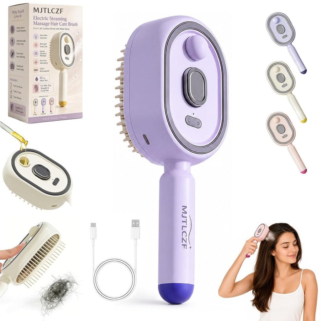 Escovas de Ar 5 em 1, Escova de Massagem a Vapor Elétrica, Escova de Ar com Spray de Água, Alisador de Cabelo Desembaraç