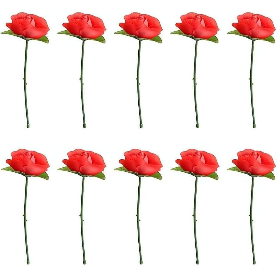 10 Peças de Rosa Vermelha Dobrável/Rosa que Aparece, Truques de Mágica, Flor que Aparece, Mágica de Close-Up, Palco e Ru