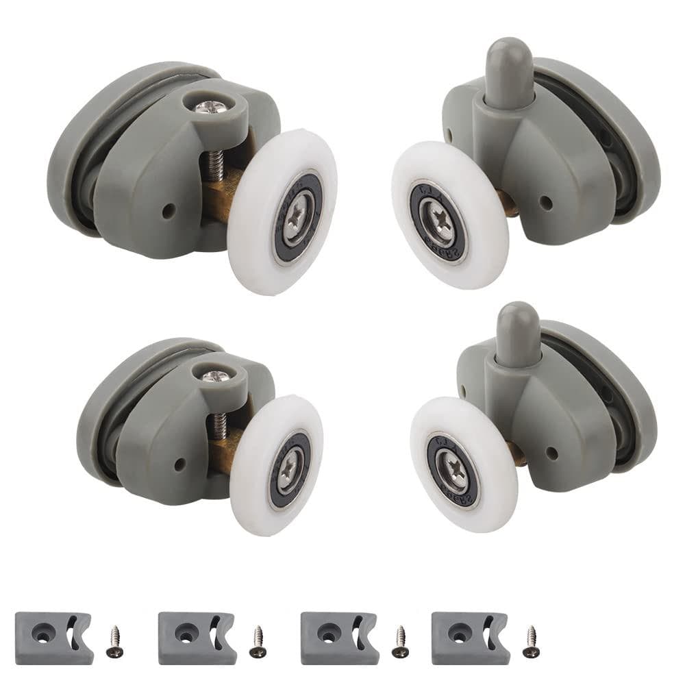 Roldanas para Porta de Chuveiro de 25mm, 4 Peças de Rodas para Portas de Chuveiro Deslizantes, 2 Rodas Superiores e 2 In