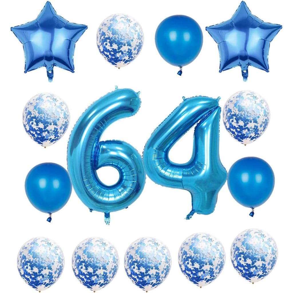 Decorações para Festa de 64º Aniversário, Balão Azul Número 64, Balões Gigantes de Mylar de 40 Polegadas para Decoração