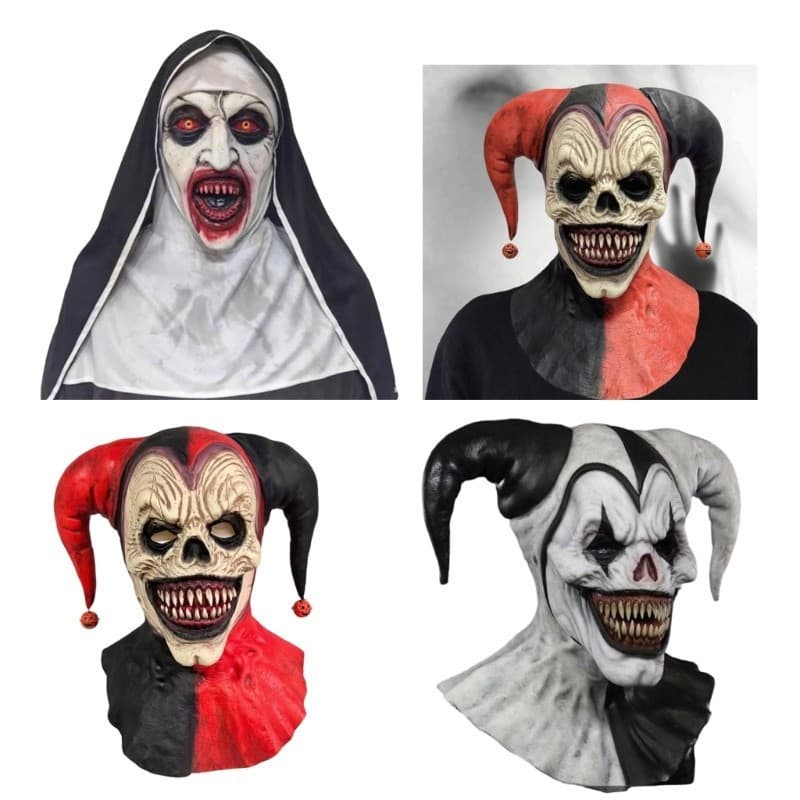 UBFY Babara Palhaço de Látex Acessório para Festa de Halloween Fantasia Assustadora Cosplay MBHX