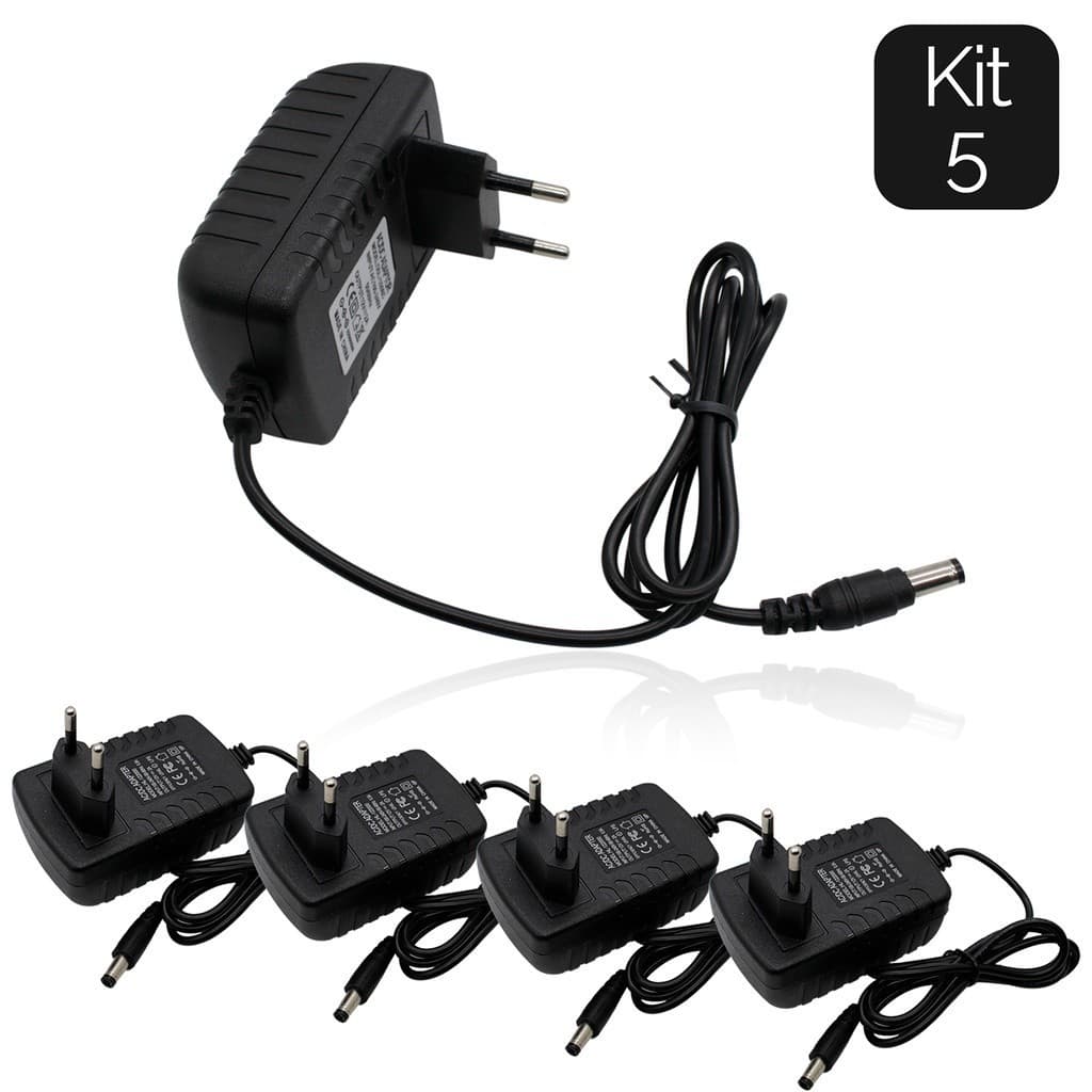 Kit 5 Fonte 12v2a  Estabilizada Chaveada Bivolt Cftv Fita Led