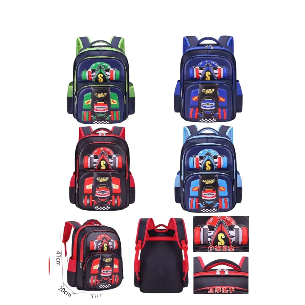 Mochila Infantil Escolar Ideal  Meninos Com Desenho do Carrinho Mochila Grande e Espaçosa e Estilosa