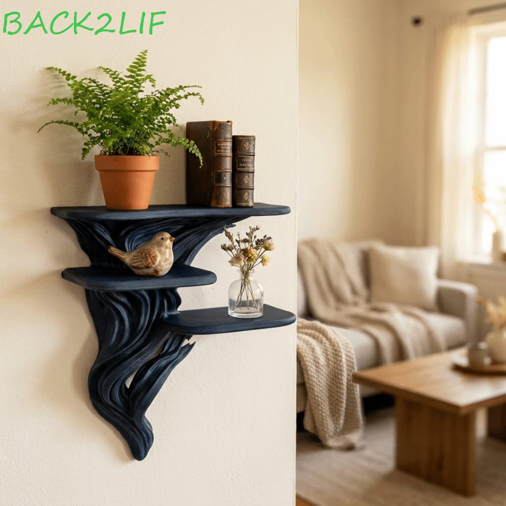 Prateleira De Parede Flutuante BACK2LIF , Rack Artístico Estável De Três Camadas , Expositor De Plantas Impressas Em 3D