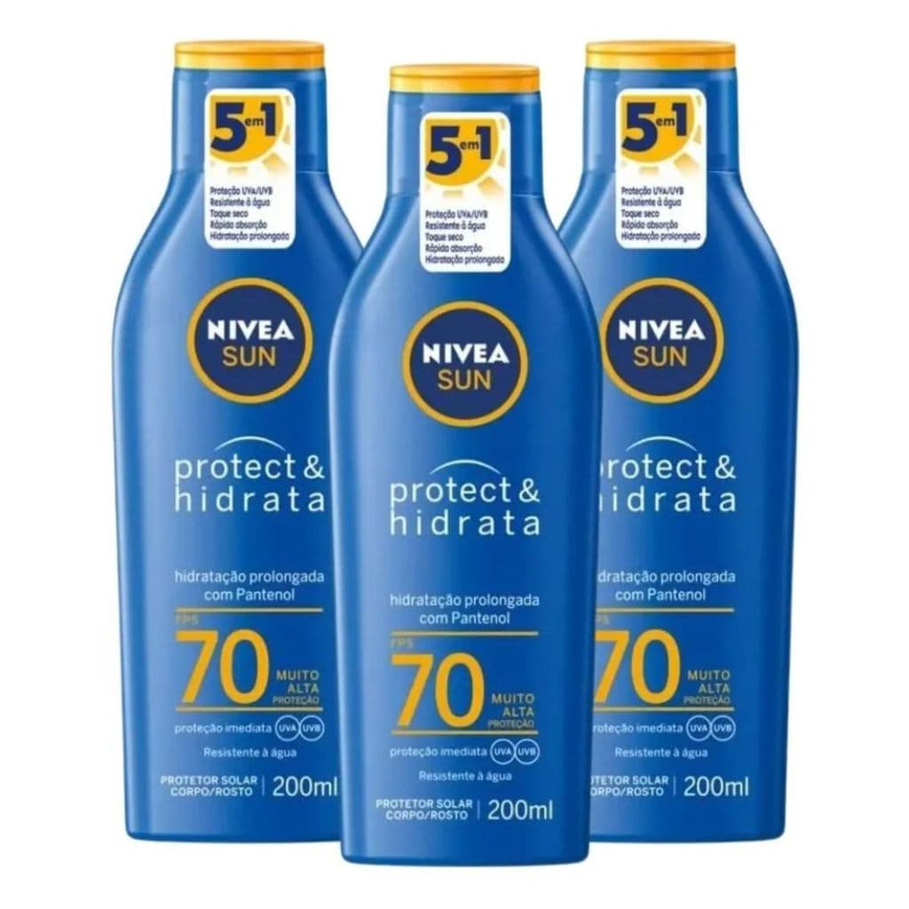 Kit 03 Protetor Solar Nivea Sun Protect&Hidrata Fps70 200ml