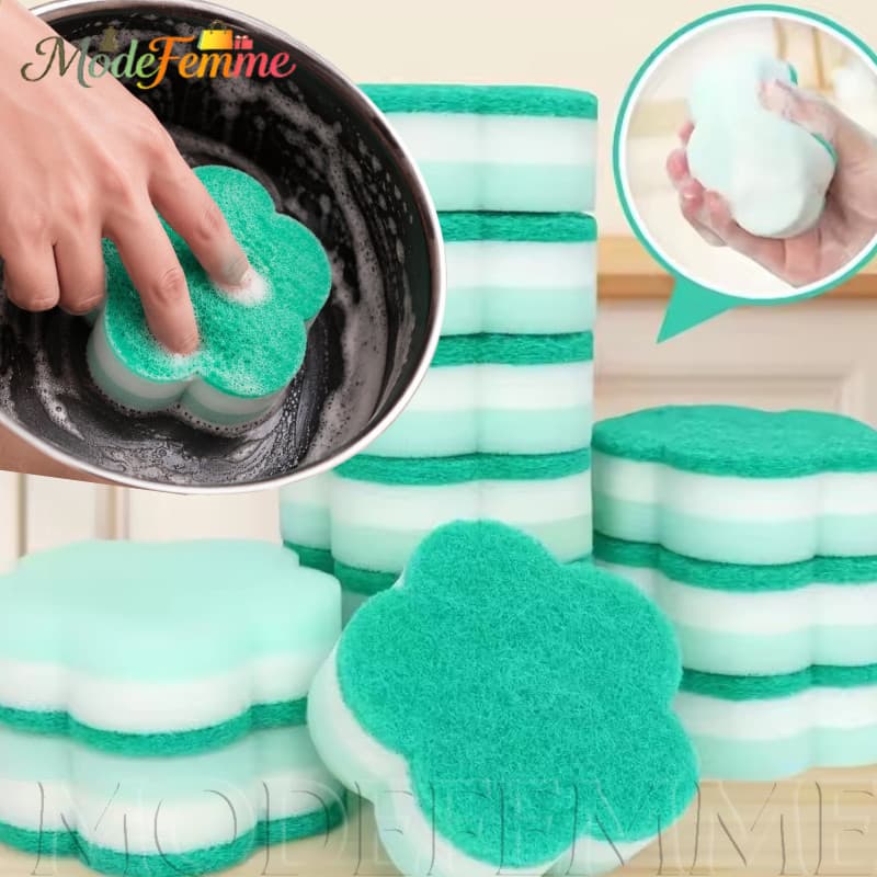 [À Venda] Escova De Esponja Para Lavar Talheres-Espessa Em Formato De Flor De Camada Tripla-Ferramenta Multifuncional De