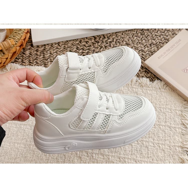 2026 Primavera/Verão Novo Estilo Para Meninas Malha Respirável Versátil Sapatos Brancos Calçados Esportivos Estudantes