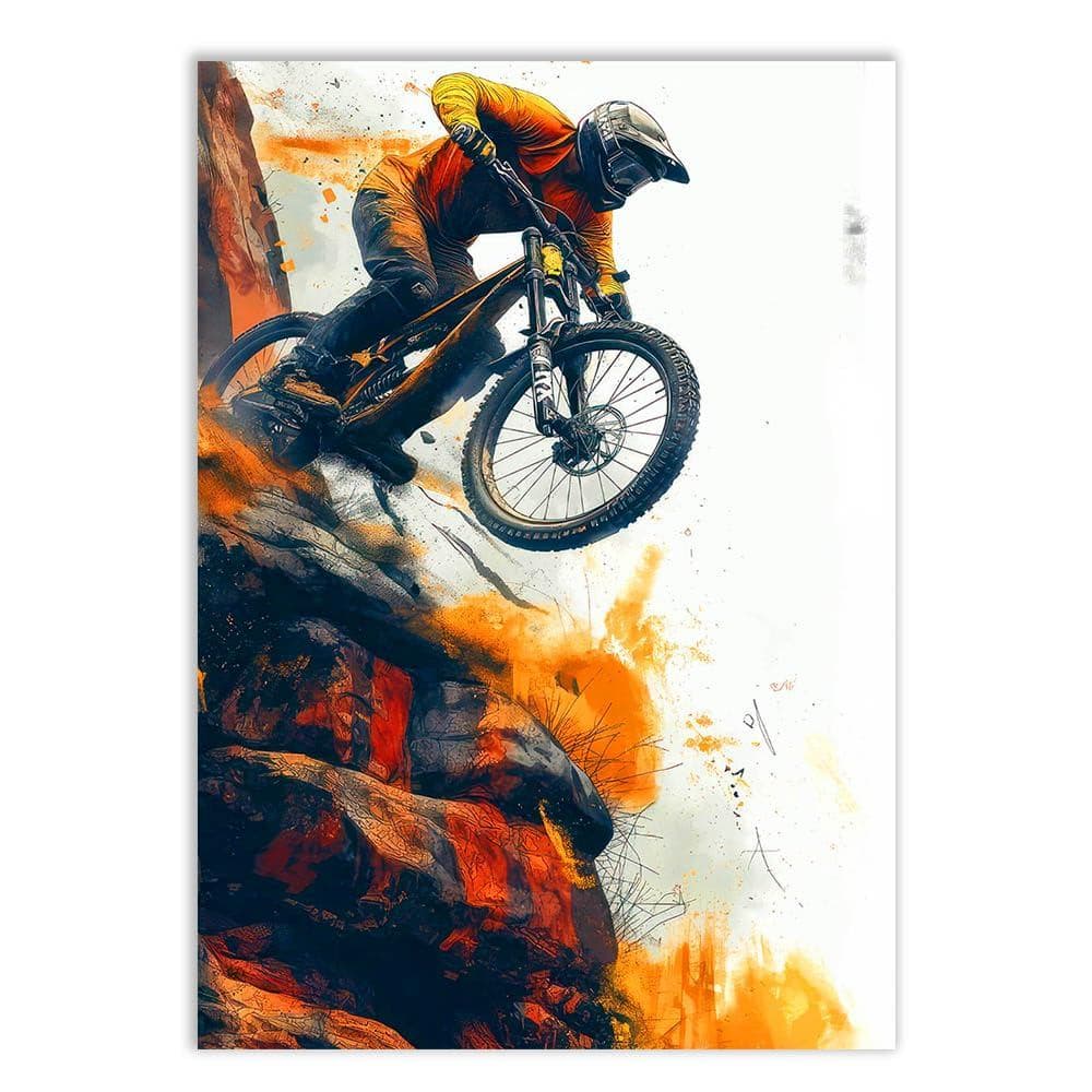 Placa Quadro Decorativo Mountain Bike Downhill Esporte Radical Arte Moderna Decorativo Esportiva Quadro Decorativo Decor
