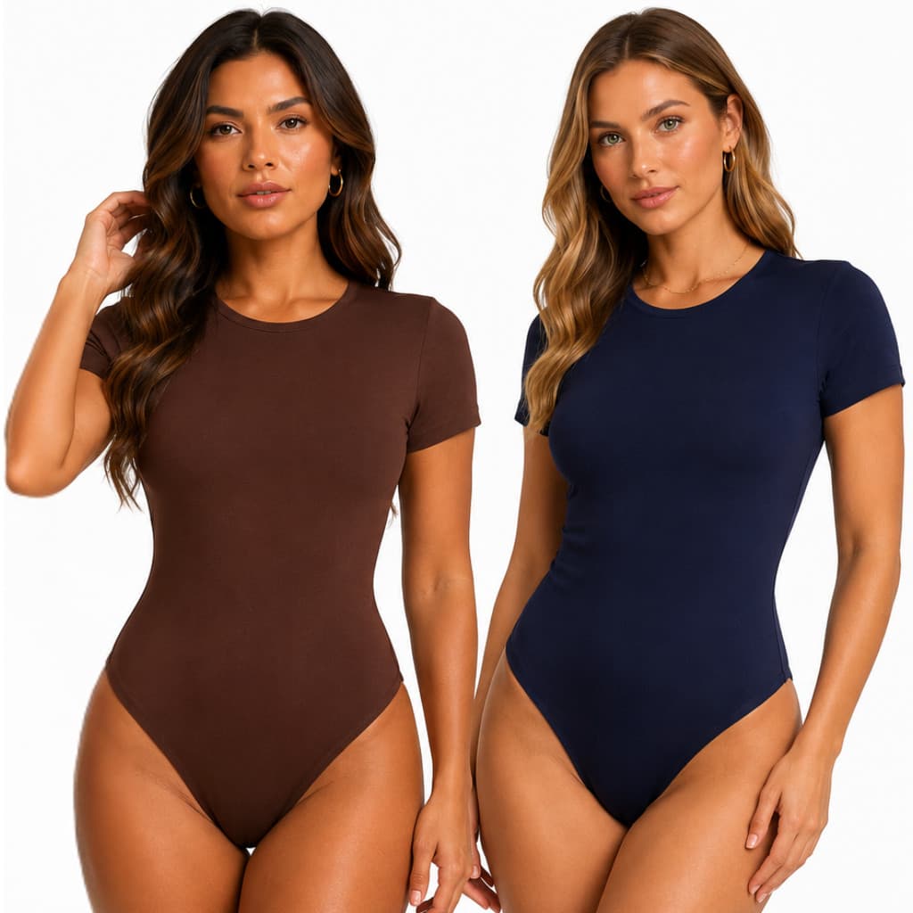 Body Feminino Decote Redondo Manga Curta Suplex Premium Forro Duplo Body Básico Roupa Feminina