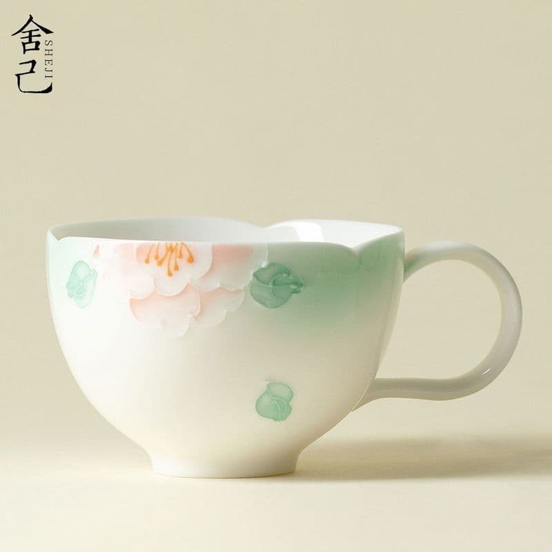 Ela Yiwu gradiente azul ramo renda xícara de café puro pintado à mão caneca copo de água feminino requintado presente da