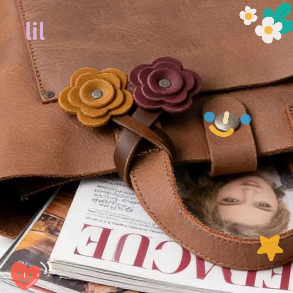 Charme De Bolsa LIL , Acessório De Flores De Couro PU Rosa , Pingente Decorativo Feito À Mão De Cor Sólida Pendurado