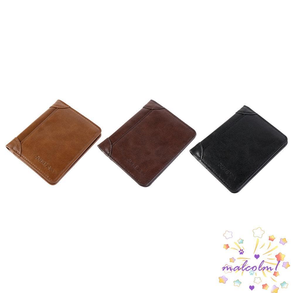 MALCOLM1 Carteiras De 2 Dobras , Carteira Curta Masculina Macia De Couro , Bolsa Para Cartão De Crédito De Bolso De Cor