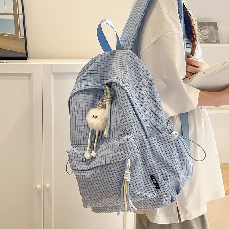 Mochila Feminina Mori Fresh Series Plaid Girl's Heart, Nova Mochila Casual Leve de Alto Valor para Estudantes IMKH