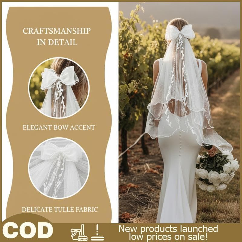 Véu De Casamento De Tule De Duas Camadas Com Acabamento Em Renda E Design Elegante Para Cerimônia De Fotos , Ocasiões Es