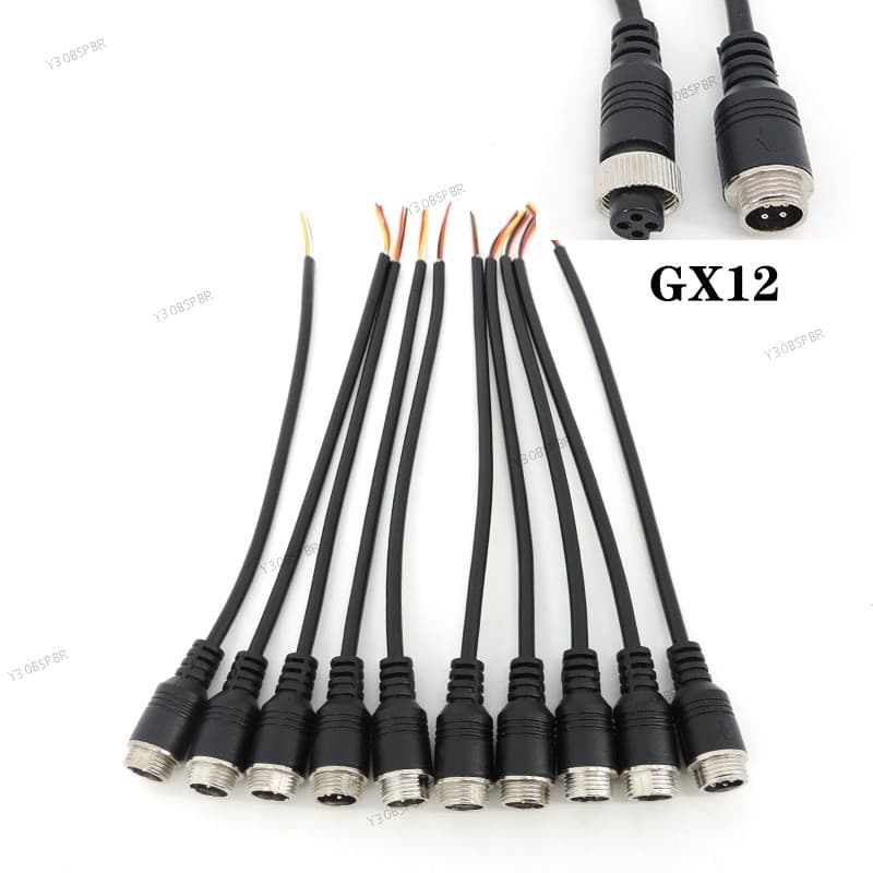 Cabo De Sinal De Aviação M12 4 Pinos Macho/Fêmea Plugue De 4 Núcleos GX12 Para Fio De Câmera De Carro DVR Vídeo E Monito
